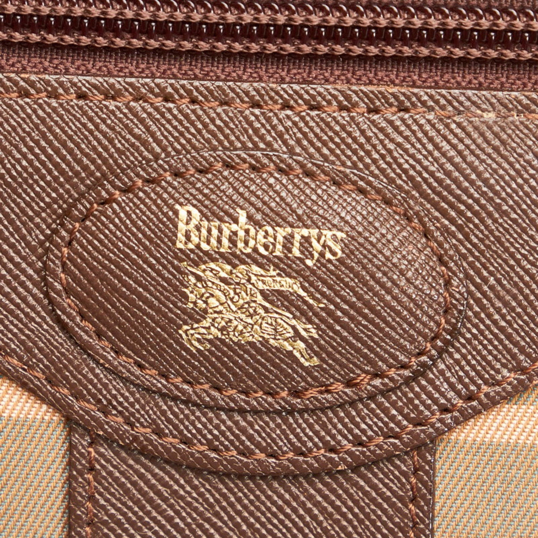 Burberry check shoulder bag khaki brown canvas leather Lady's BURBERRY