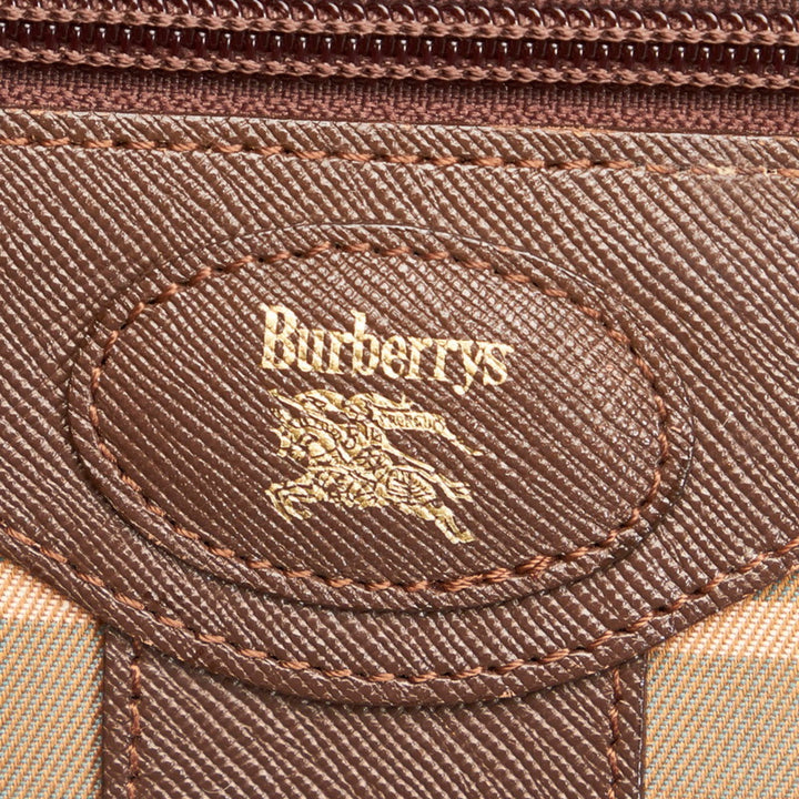 Burberry check shoulder bag khaki brown canvas leather Lady's BURBERRY
