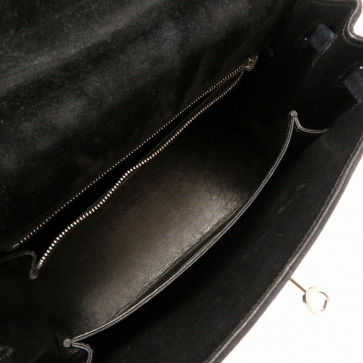 Hermes Kelly 25 Dobris Black  H Engraved Handbag Bag 0034 HERMES