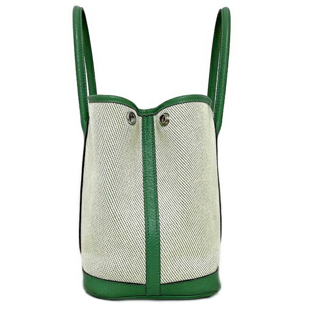 Top quality Hermes handbag garden TPM green toile ash country canvas leather P stamp made in 2012 Top quality Hermes tote bag ladies