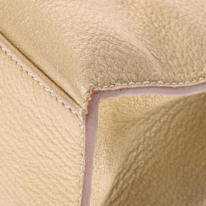 Top quality Hermes Pochette Kelly Metallic Gold  I Engraved (around 2005) Ladies Goat Chevre Handbag