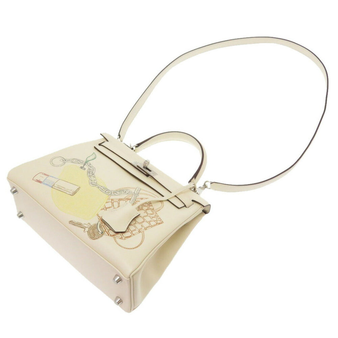 Top quality Hermes Kelly 25 Inner Stitch In-N-Out Vaux Swift Nata Z Engraved () Handbag White
