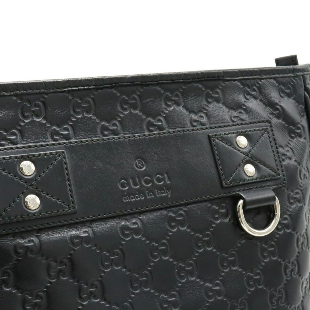 GUCCI sima Shoulder Bag Leather Black 322080