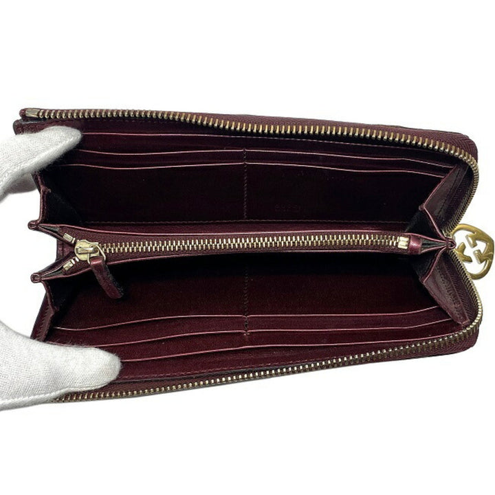 Gucci Long Wallet Brown Shima 295671 Patent Leather GUCCI GG Interlocking Heart Enamel Women's Charm