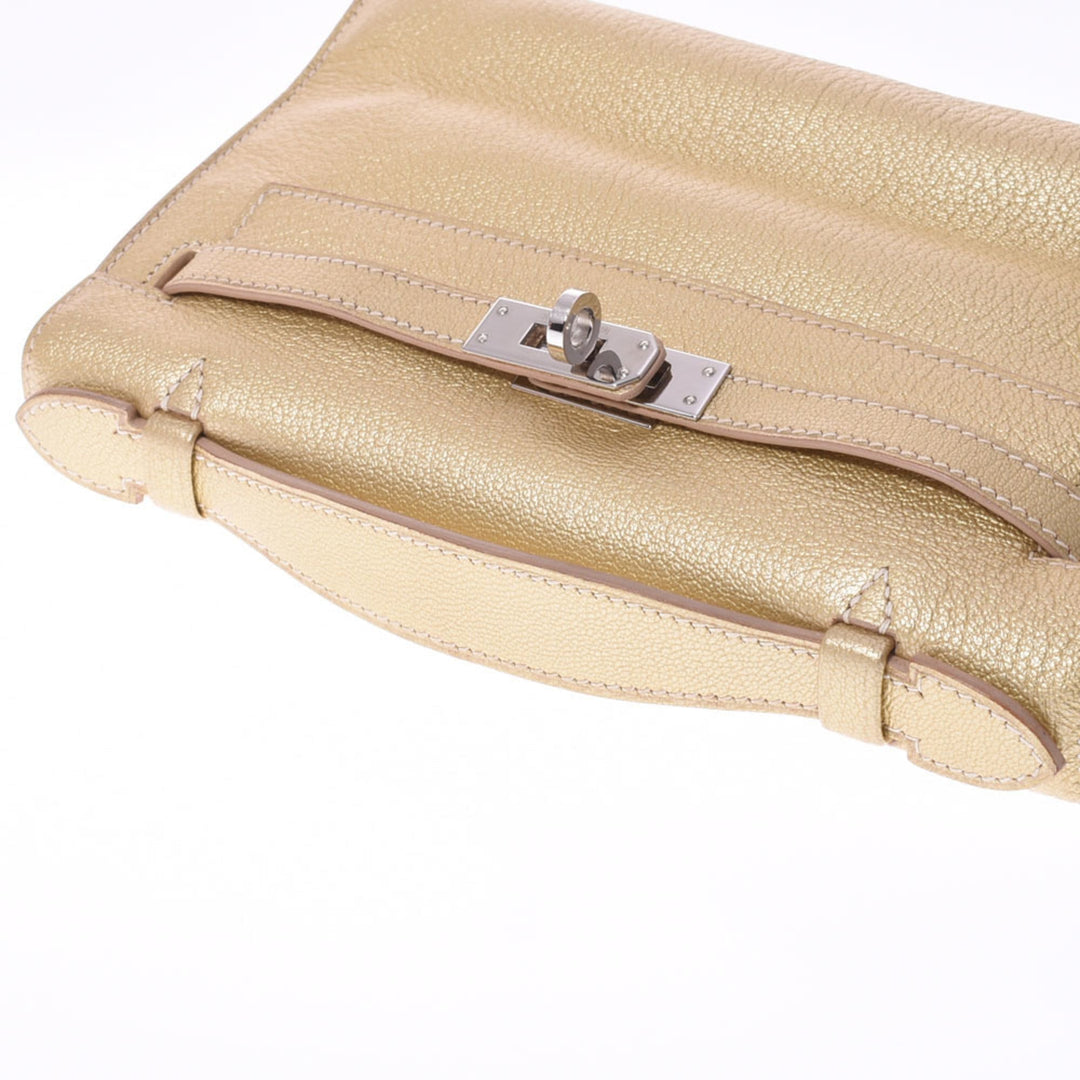 Top quality Hermes Pochette Kelly Metallic Gold  I Engraved (around 2005) Ladies Goat Chevre Handbag