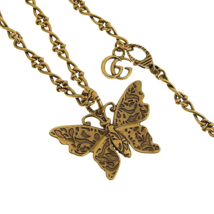 Gucci GG Marmont butterfly long necklace multicolor aging gold 553290