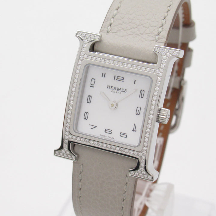 Top quality Hermes H Watch Diamond Bezel Wrist Watch Watch Wrist Watch HH1.235 Quartz White White shell Stainless Steel Leather b