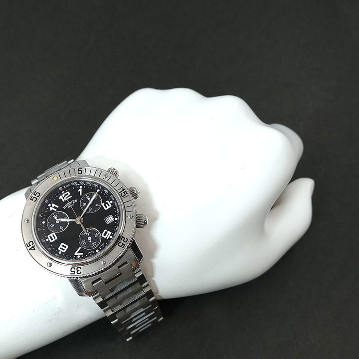 Top quality Hermes Clipper Diver Chronograph CL2 910 Vintage Men's Watch Date Black Dial Quartz diver
