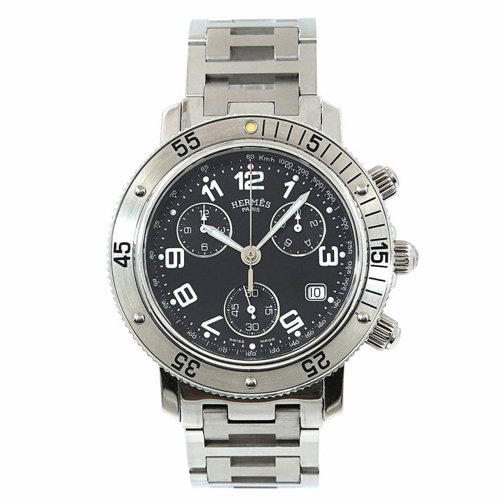 Top quality Hermes Clipper Diver Chronograph CL2 910 Vintage Men's Watch Date Black Dial Quartz diver
