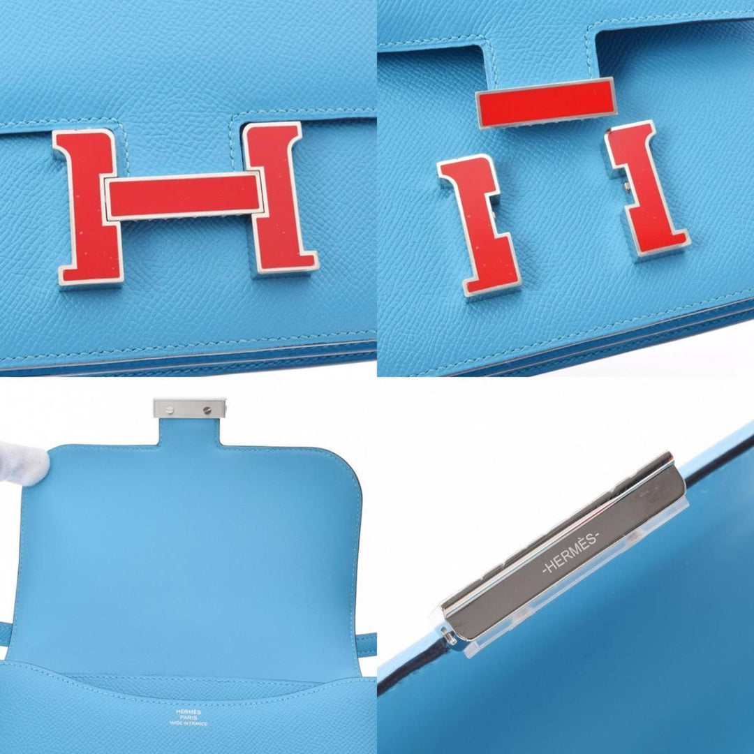 Top quality Hermes Constance Mini 18 Blue Nord D Engraved (around 2019) Women's Vaux Epson Shoulder Bag