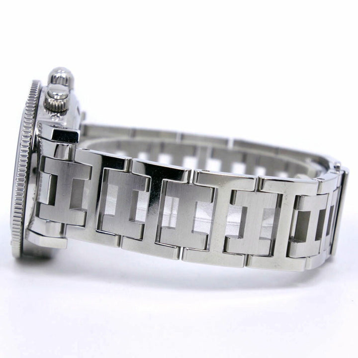 Premium Handmade Hermes Diver's Watch Clipper CL2.310 Stainless Steel Silver Quartz Chronograph Ladies Black Dial