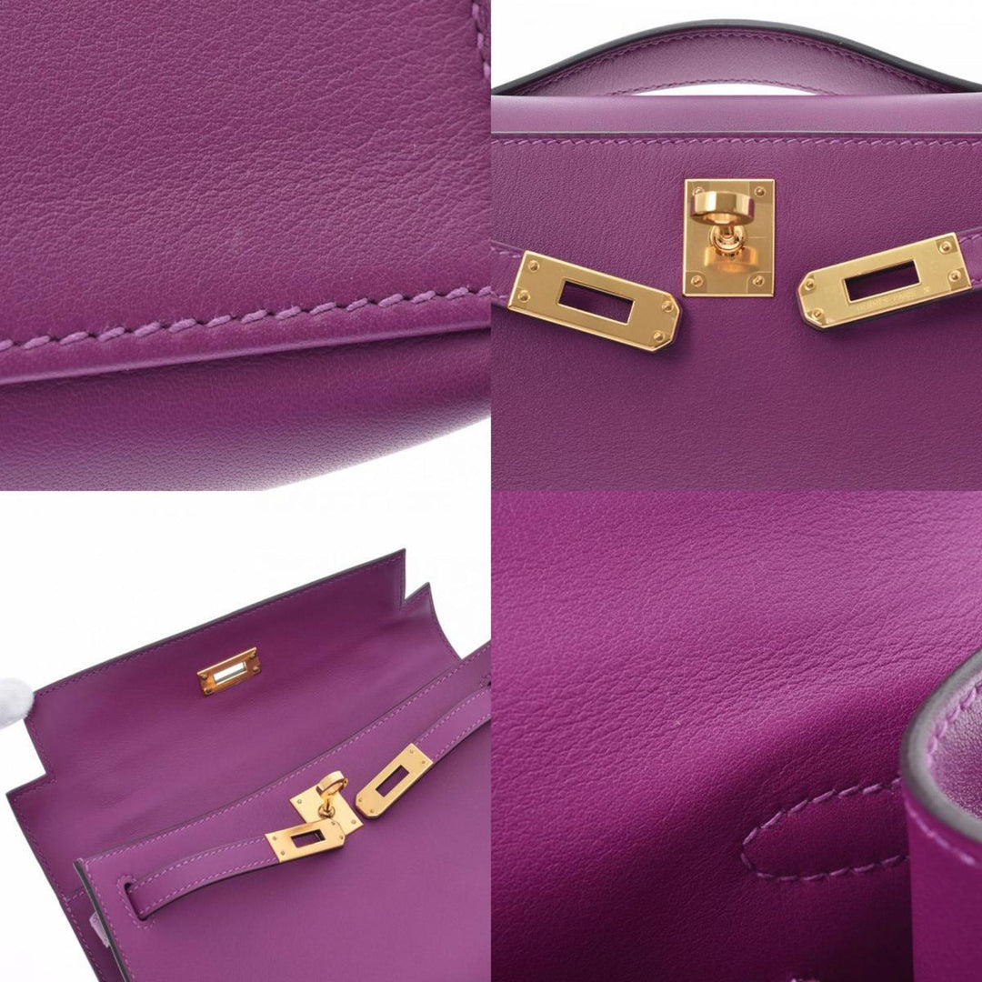 Top quality Hermes Pochette Kelly Anemone Y Engraved (around 2020) Ladies Swift Handbag