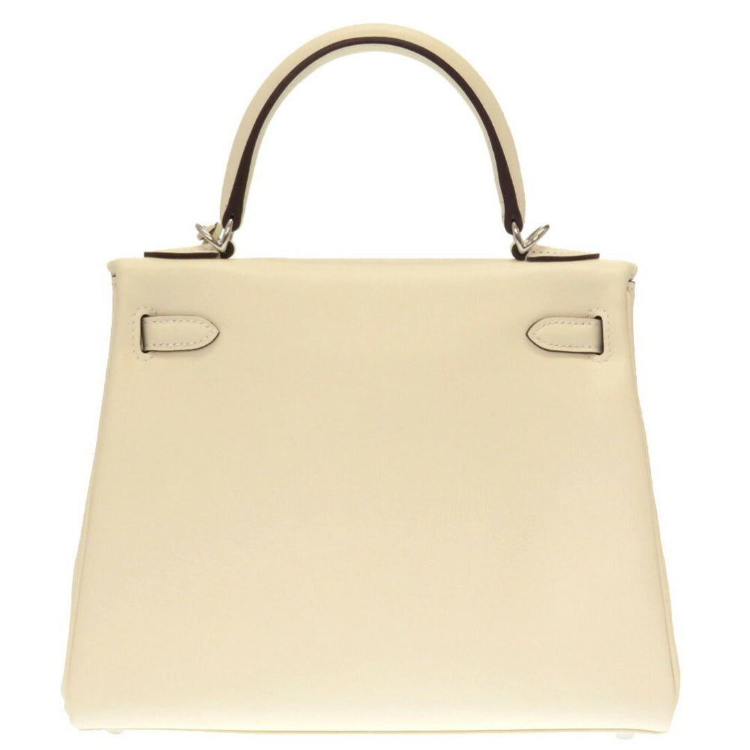 Top quality Hermes Kelly 25 Inner Stitch In-N-Out Vaux Swift Nata Z Engraved () Handbag White