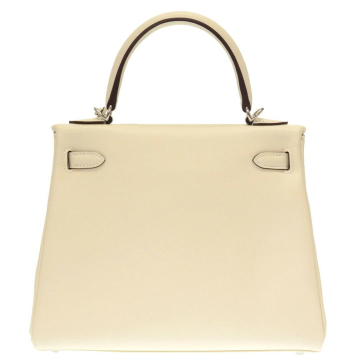 Top quality Hermes Kelly 25 Inner Stitch In-N-Out Vaux Swift Nata Z Engraved () Handbag White