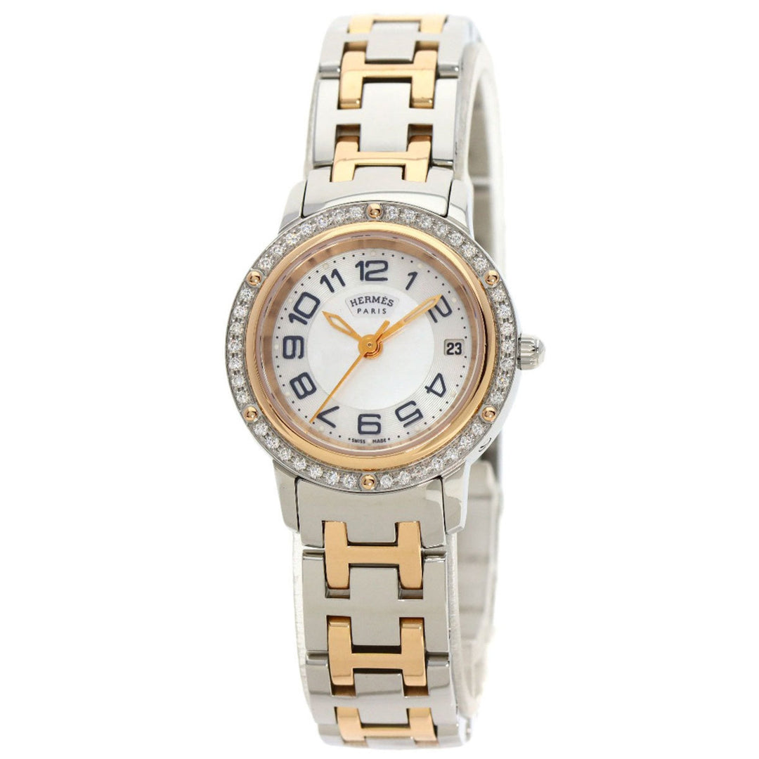 Hermes CP1.222 Clipper Bezel Diamond Watch Stainless Steel/PGPxSS/Diamond Women's