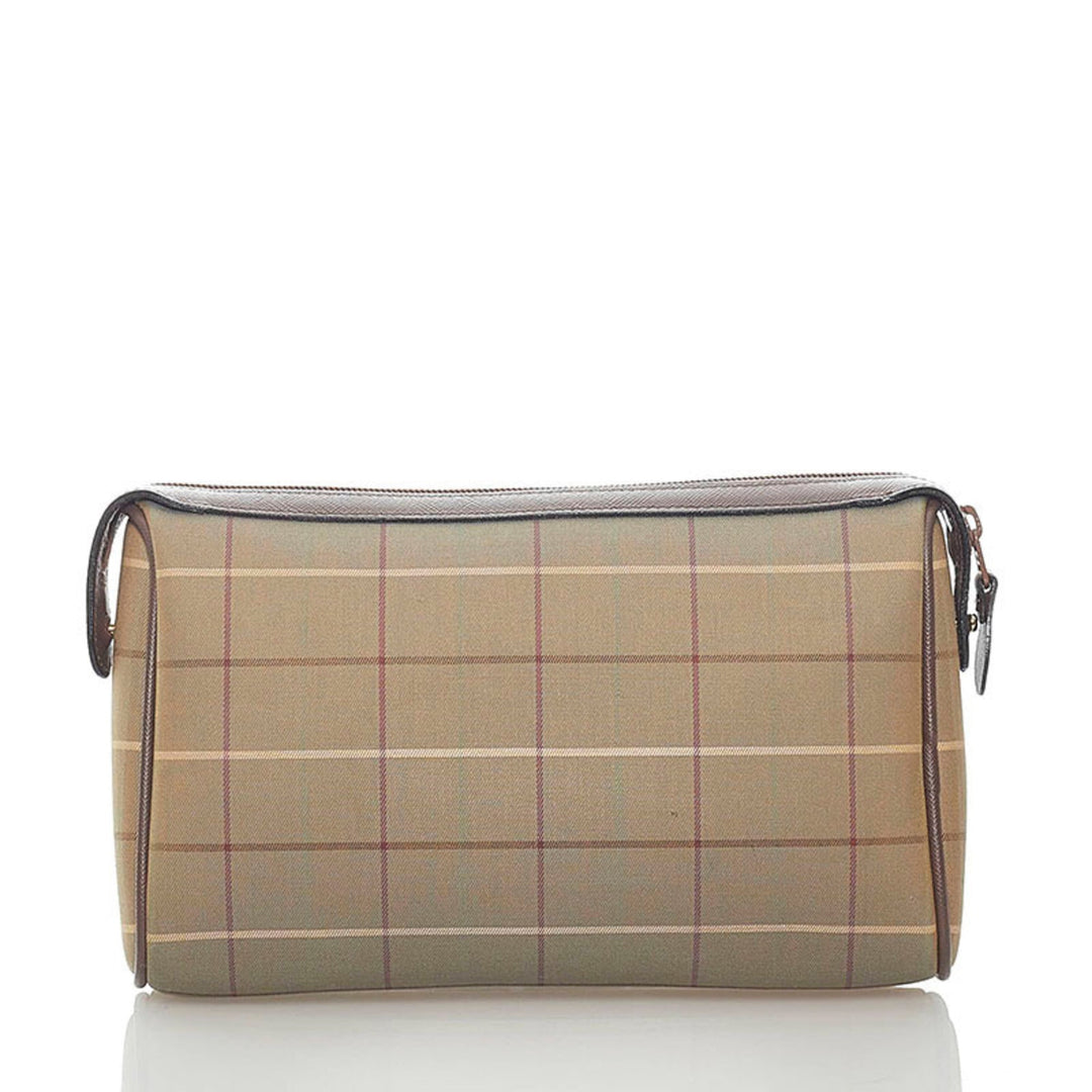 Burberry check second bag khaki brown canvas leather men BURBERRY