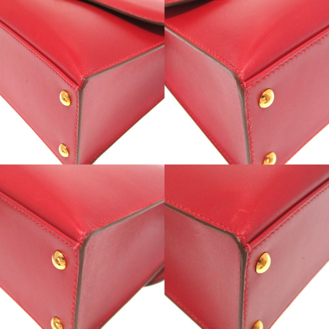 Top quality Hermes Sun Box Calf Rouge Viff Gold Hardware Vintage Handbag Bag Red