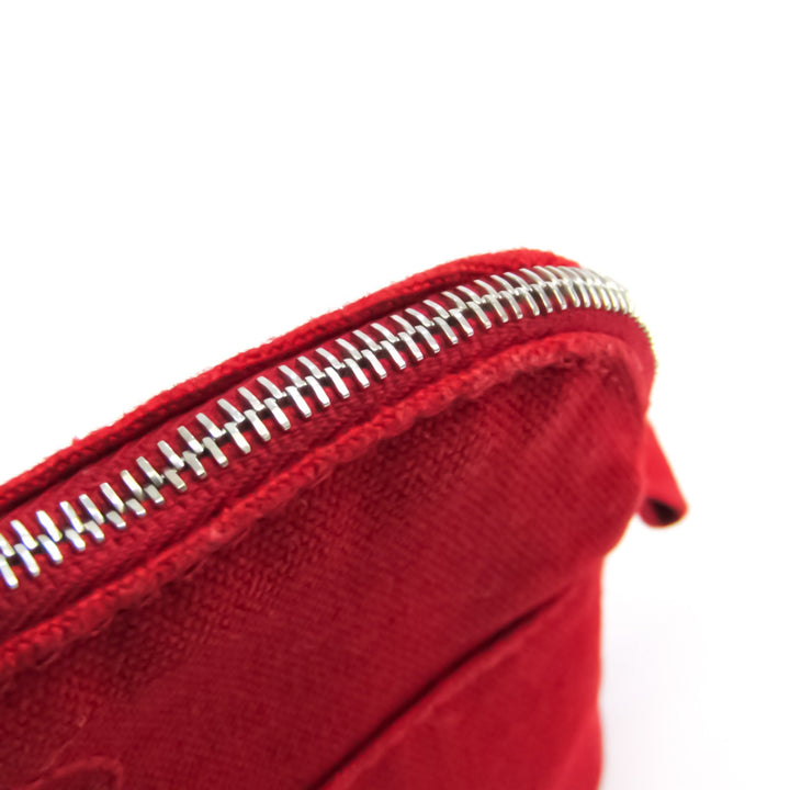 Premium Handmade Hermes Bolide Mini Women's Cotton,Leather Pouch Beige,Red Color