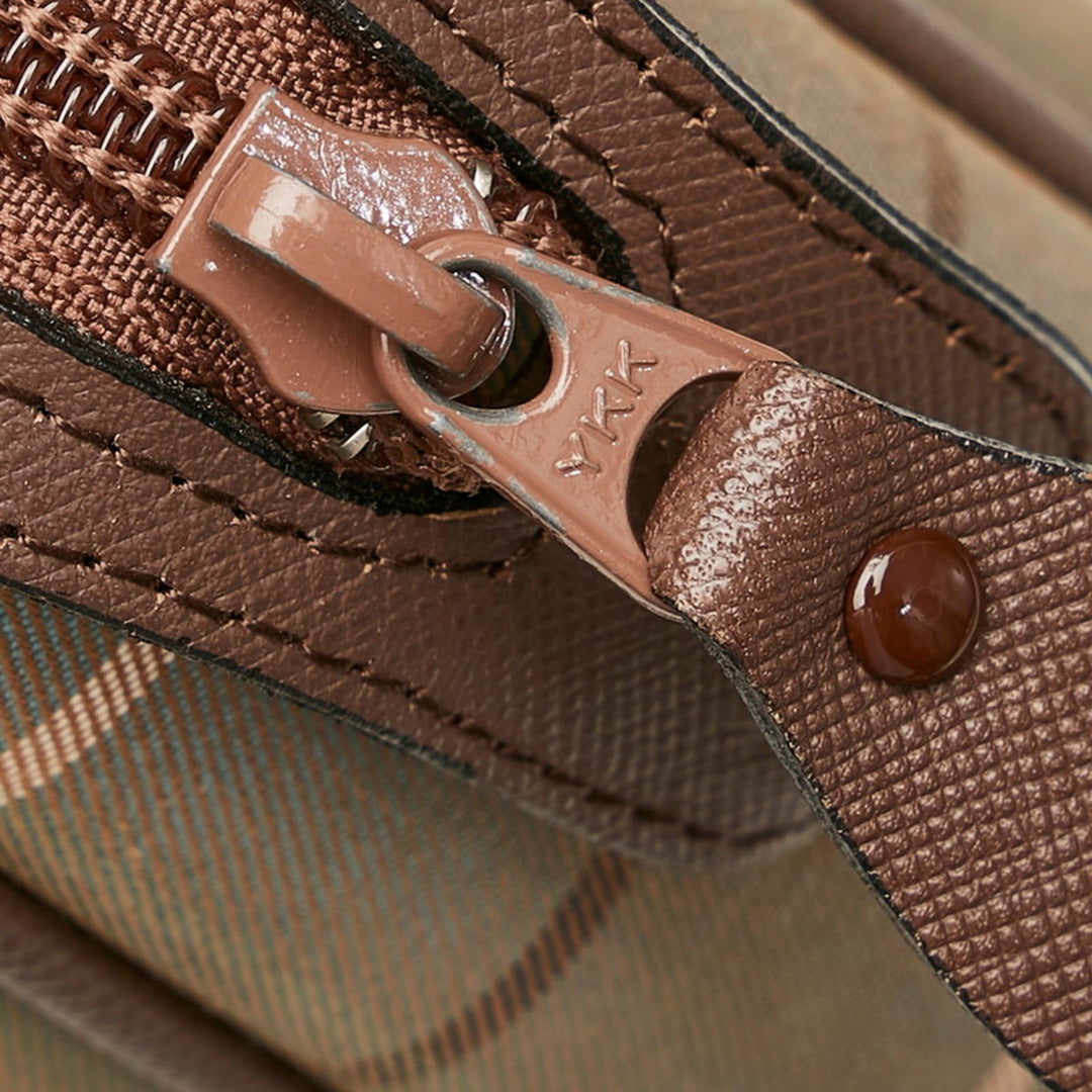 Burberry check second bag khaki brown canvas leather men BURBERRY