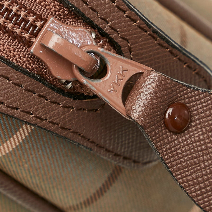 Burberry check second bag khaki brown canvas leather men BURBERRY