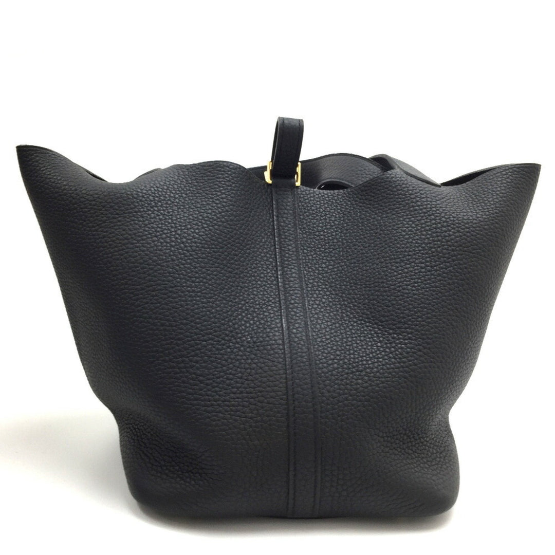 Premium Handmade Hermes Handbag Picotin Lock MM C Engraved Made in 2018 Taurillon Clemence Black Women's Premium Handmade Hermes
