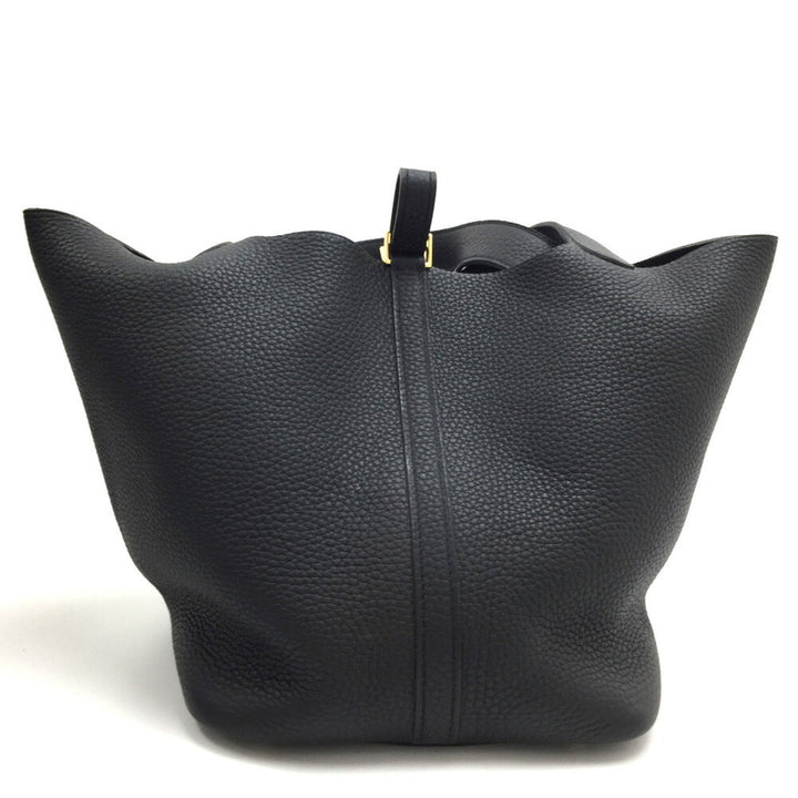 Premium Handmade Hermes Handbag Picotin Lock MM C Engraved Made in 2018 Taurillon Clemence Black Women's Premium Handmade Hermes