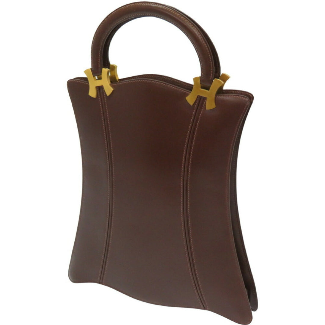 Top quality Hermes Tree Box Calf Tote Bag Brown  B Engraved 0074Top quality Hermes