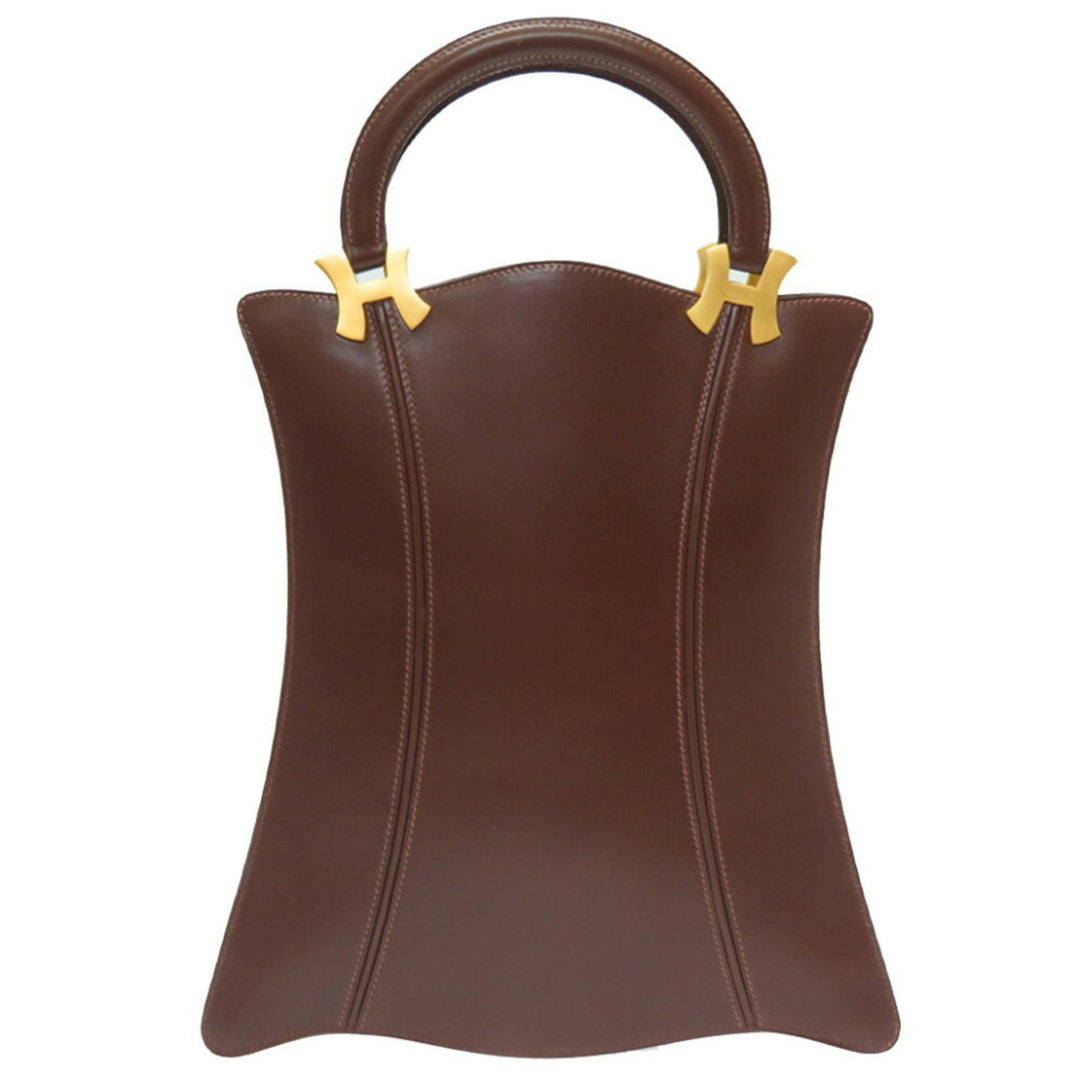 Hermes Tree Box Calf Tote Bag Brown  B Engraved 0074Hermes