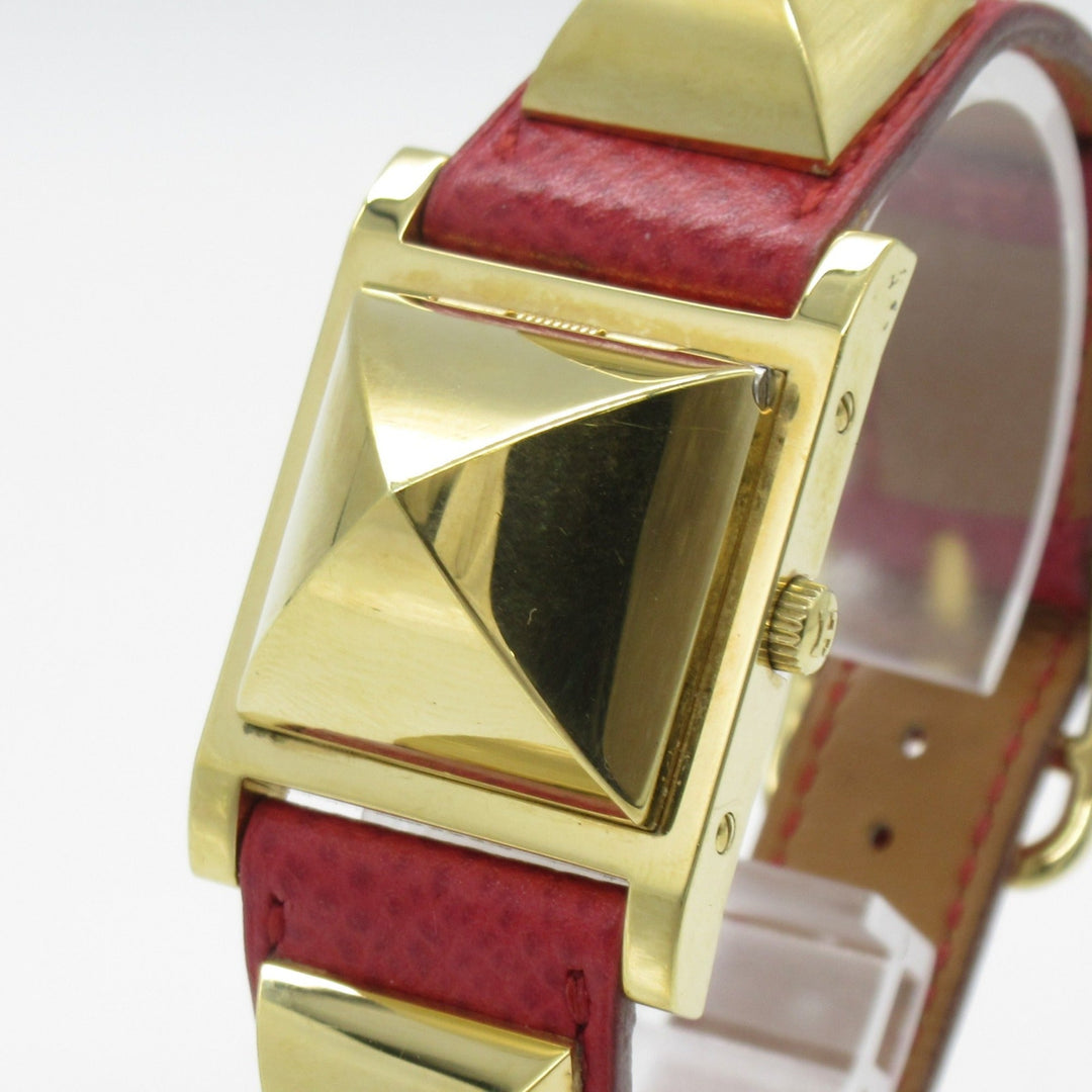 Top quality Hermes Medor Wrist Watch watch Wrist Watch ME1.201 Quartz White Gold Plated Stainless Steel Leather belt