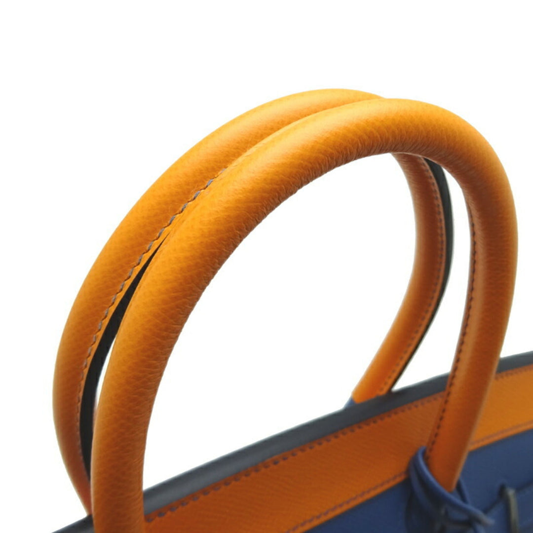 Top quality Hermes Birkin Serie 35 Rainbow Z Engraved Women's Handbag Vaux Epson Apricot / Blue Agate Magnolia x Palladium Hardware