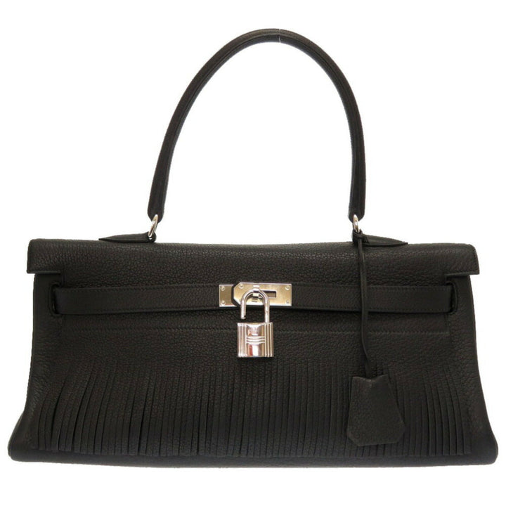 Top quality Hermes Shoulder Kelly Taurillon Clemence Black  M Engraved Handbag 0033 40