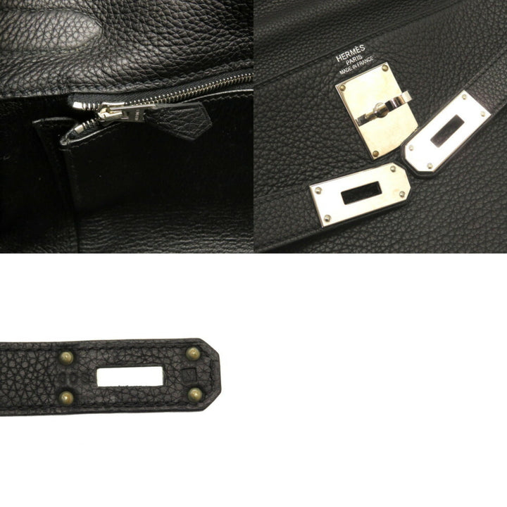 Top quality Hermes Shoulder Kelly Taurillon Clemence Black  M Engraved Handbag 0033 40