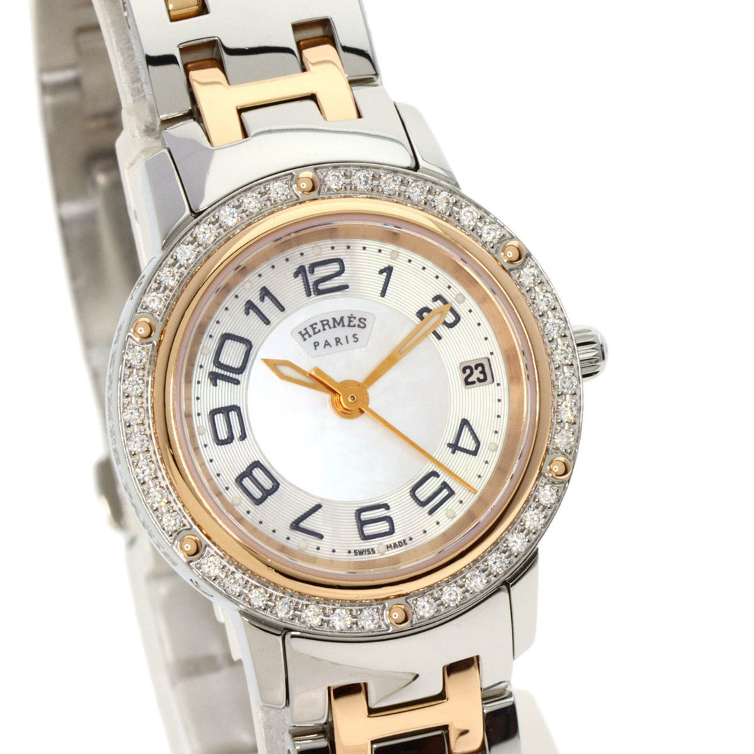 Top quality Hermes CP1.222 Clipper Bezel Diamond Watch Stainless Steel/PGPxSS/Diamond Women's