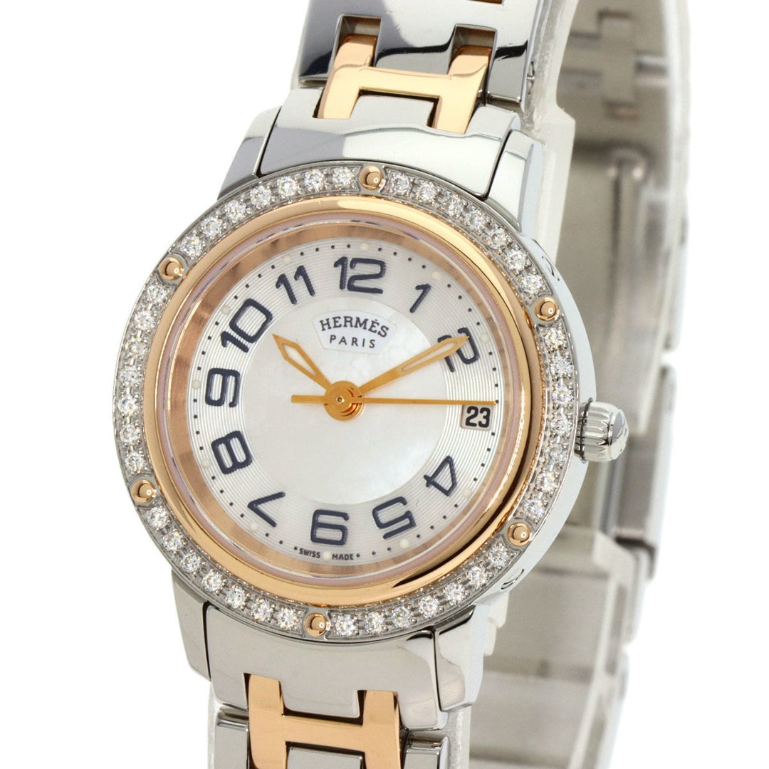 Top quality Hermes CP1.222 Clipper Bezel Diamond Watch Stainless Steel/PGPxSS/Diamond Women's