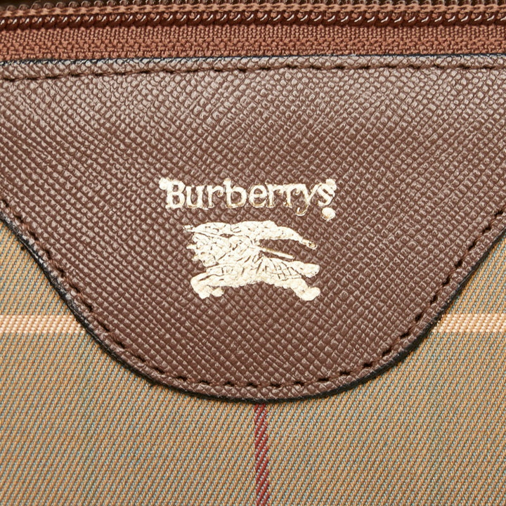 Burberry check second bag khaki brown canvas leather men BURBERRY