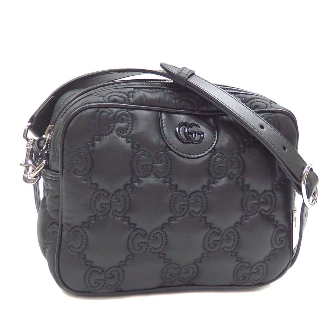 GUCCI Shoulder Bag GG Matelasse Small Women's Black Leather 702234