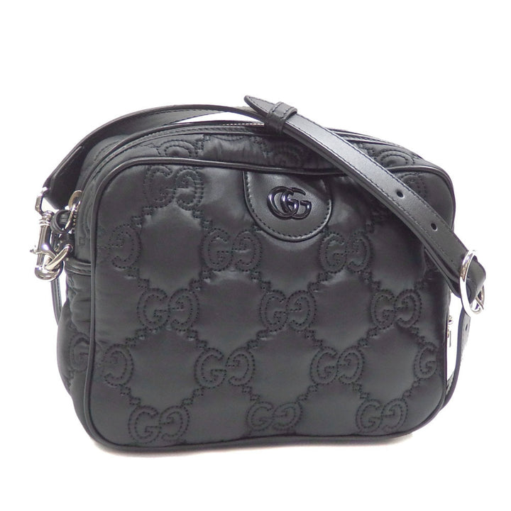 GUCCI Shoulder Bag GG Matelasse Small Women's Black Leather 702234