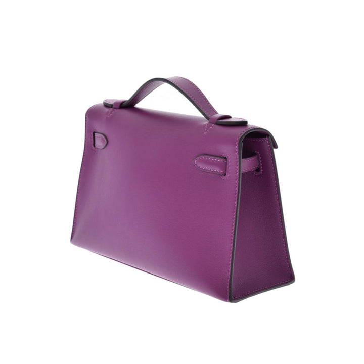 Top quality Hermes Pochette Kelly Anemone Y Engraved (around 2020) Ladies Swift Handbag
