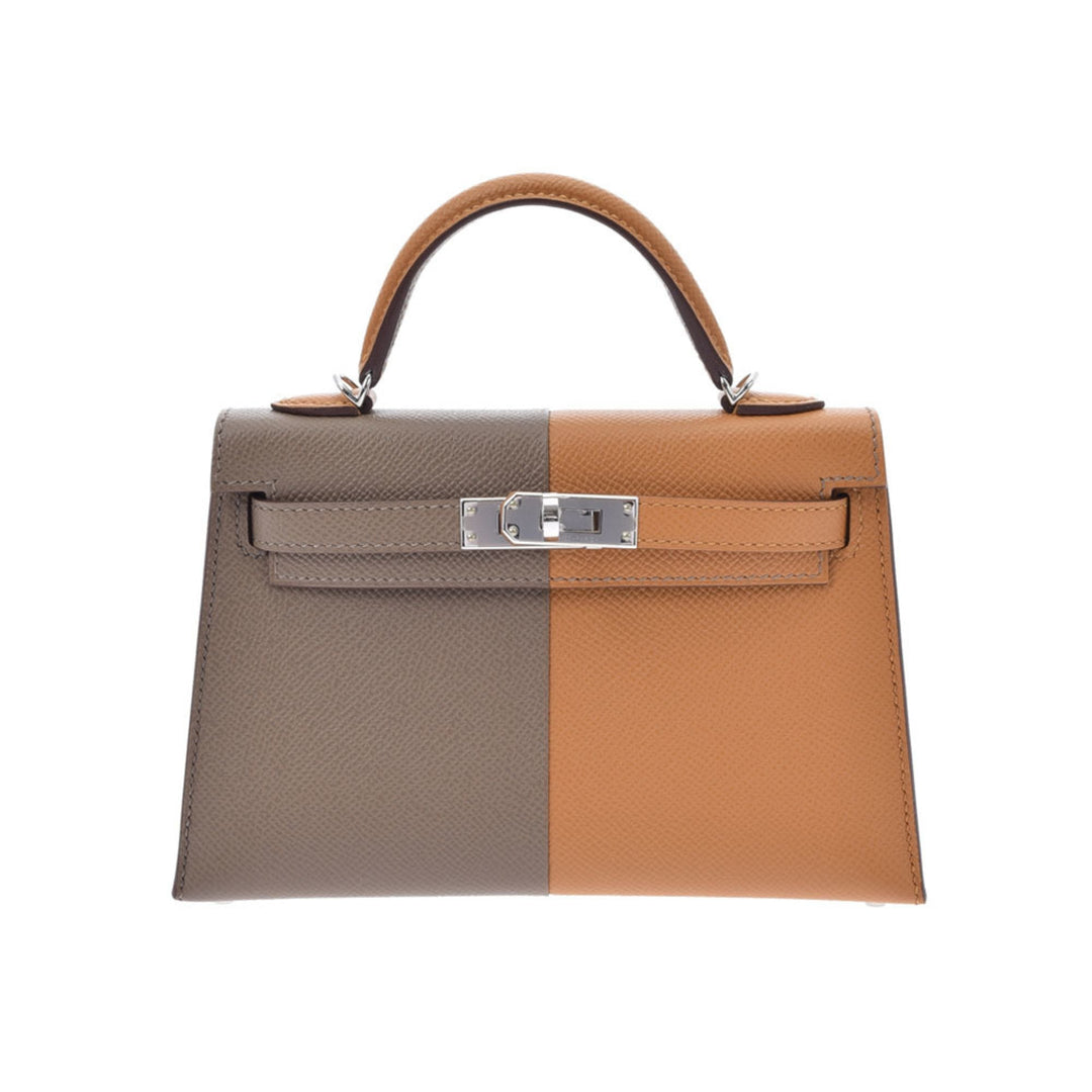 Hermes Mini Kelly 2 20 Shoulder Etoupe/Sesame Palladium Metal Fittings Z Engraved (around 2021) Women's Vaux Epsom Handbag