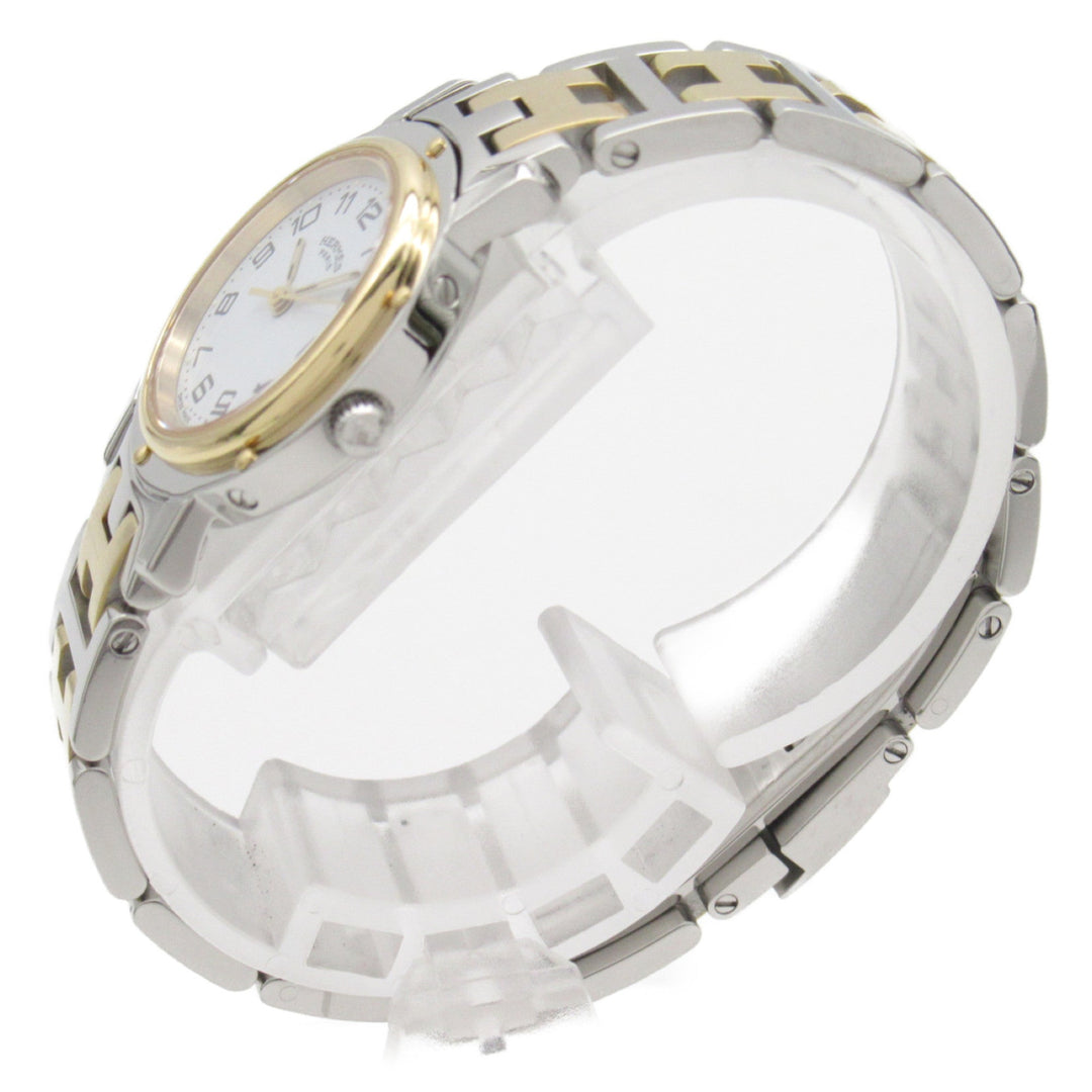 Top quality Hermes Clipper Wrist Watch Watch Wrist Watch CL4.220 Quartz White Gold Plated Stainless Steel