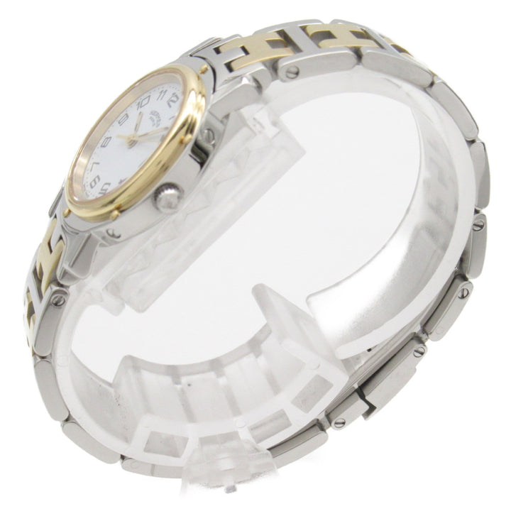 Top quality Hermes Clipper Wrist Watch Watch Wrist Watch CL4.220 Quartz White Gold Plated Stainless Steel