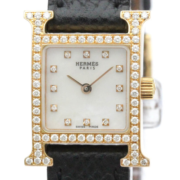 Top quality HermesPolished  H Watch Mini Diamond 18K Pink Gold Ladies Watch HH1.171 BF563408