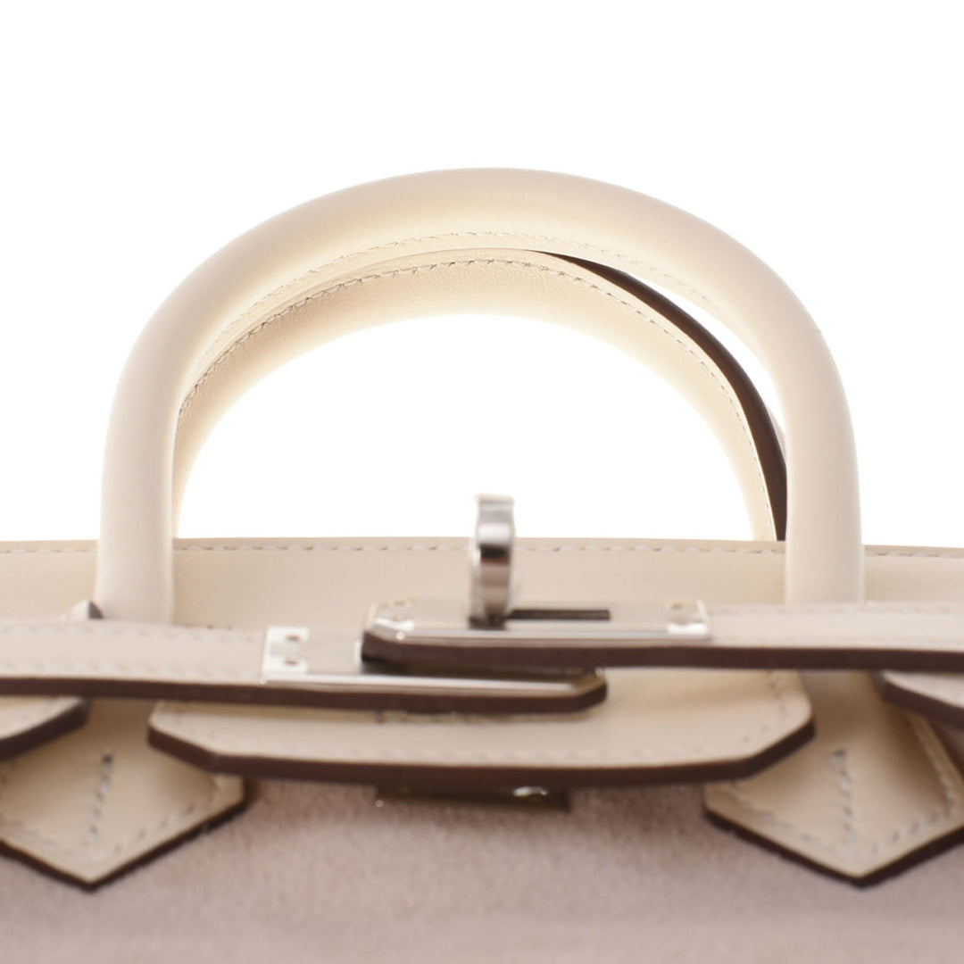 Top quality Hermes Birkin 25 Nata/Glycine U Engraved (around 2022) Ladies Swift Grizzly Handbag