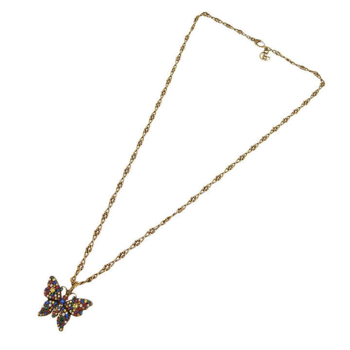 Gucci GG Marmont butterfly long necklace multicolor aging gold 553290