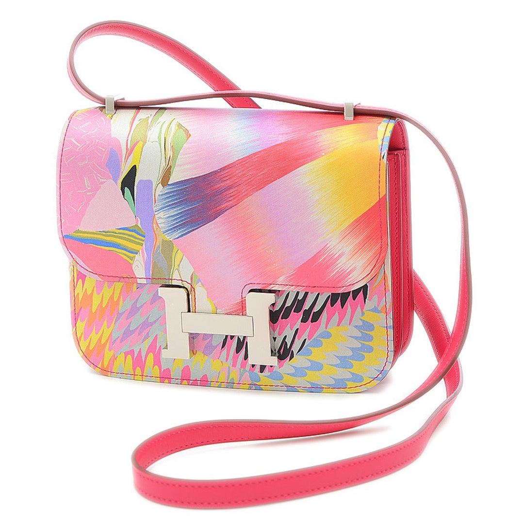 Hermes Constance Mini 18 Kyoto Marble Silk Swift Z stamp Shoulder Bag