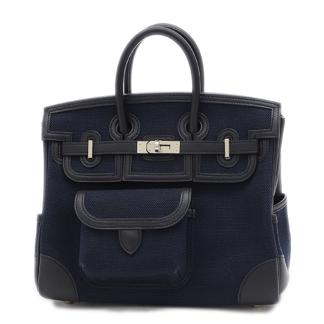 Hermes Birkin 25 Cargo Handbag Wargo Elan/Swift Blue Marine Silver Hardware Z Engraved