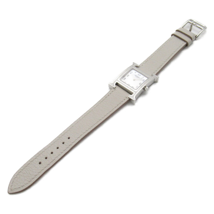 Top quality Hermes H Watch Diamond Bezel Wrist Watch Watch Wrist Watch HH1.235 Quartz White White shell Stainless Steel Leather b