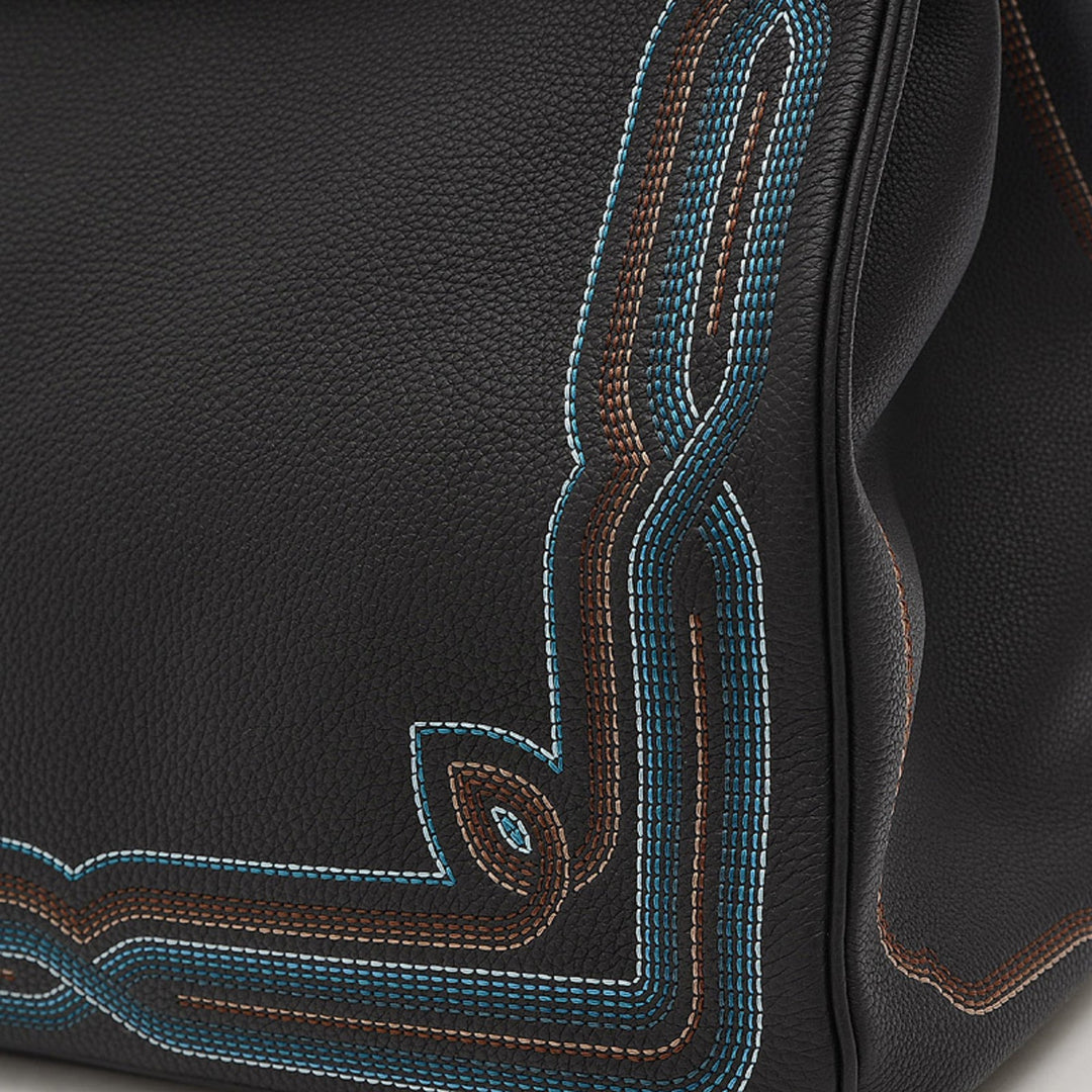 Premium Handmade Hermes Haut a courroies 40 Western Togo Black Z stamp Handbag