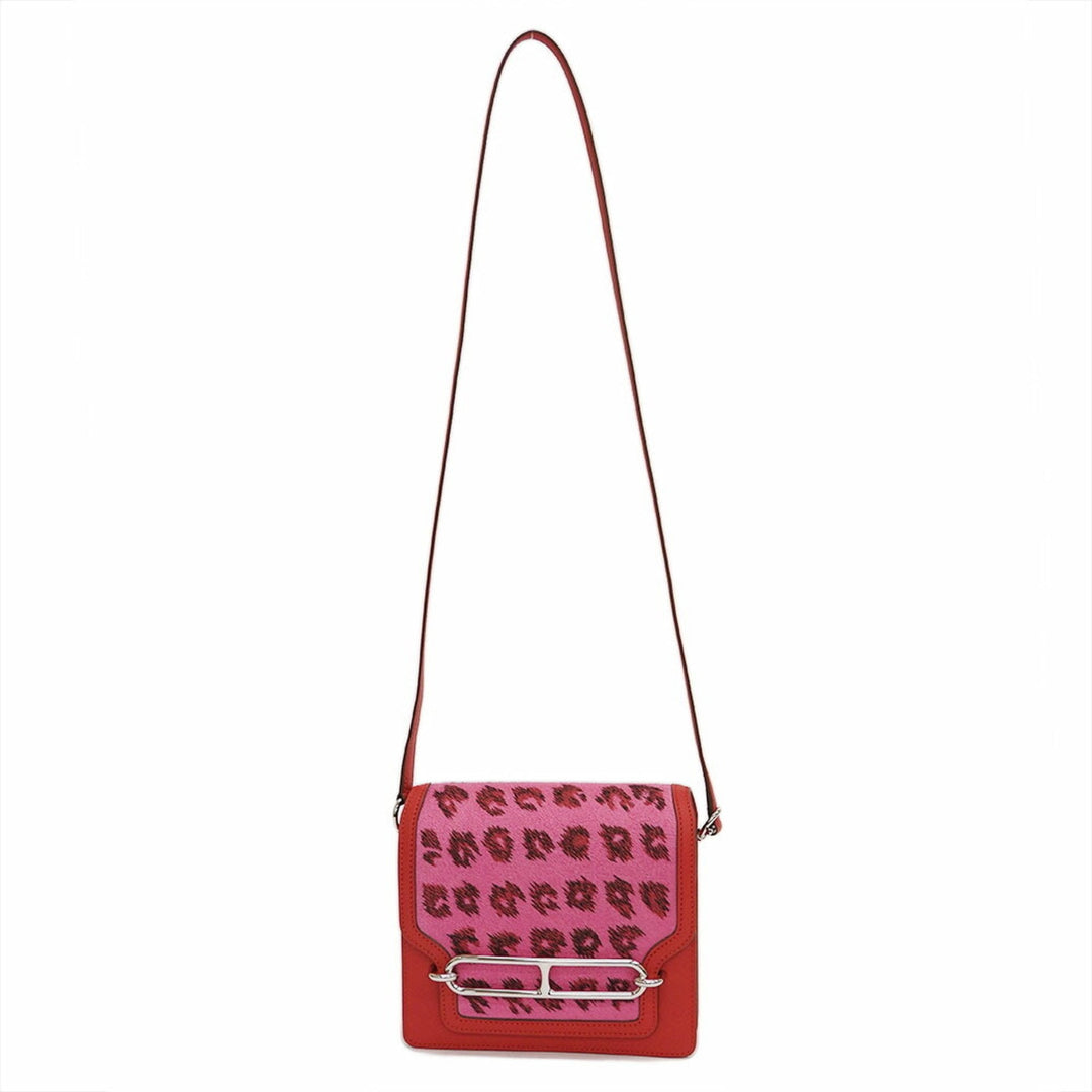 Hermes sack Laurice 18 Mini Leopard Red Swift Shoulder Bag Women's