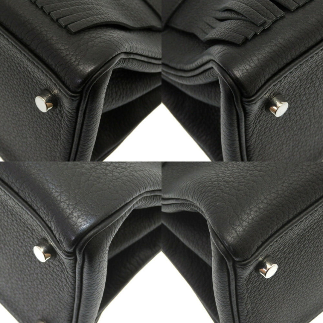 Top quality Hermes Shoulder Kelly Taurillon Clemence Black  M Engraved Handbag 0033 40